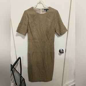 Brooks Brothers Brown Check Midi Sheath Dress